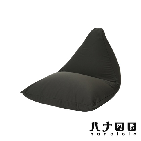 POTORA式170L懶骨頭沙發，採用針織布材質，呈現深灰色。沙發呈三角形，底部寬大，頂部收尖，整體造型簡約。