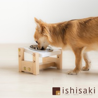 可調式木質寵物餐桌(附不鏽鋼碗) - 單S