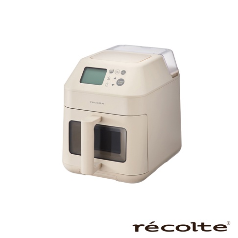 recolte 麗克特 Hi Steam Air Oven 蒸氣氣炸鍋 RAO-3 淺米色，配有 LCD 顯示屏和觸控按鈕，正面有兩個透明窗口和一個提把。