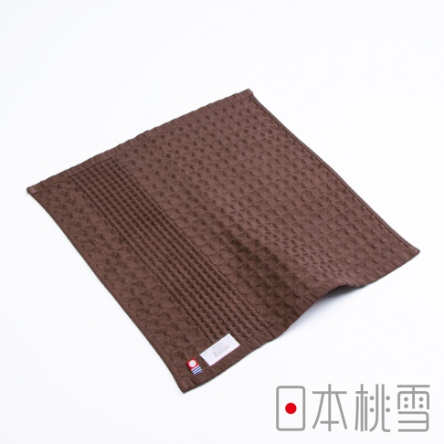 深棕色今治鬆餅方巾，採用格紋織法，觸感柔軟，適合日常使用。