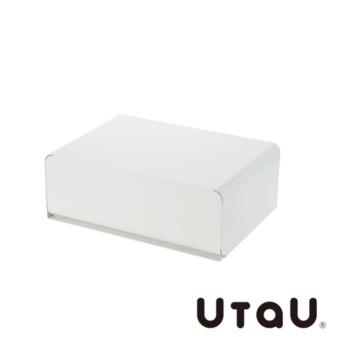 白色簡約抽屜式收納整理櫃，採用光滑材質，造型方正，邊角圓潤，具備抽屜功能，適合居家或辦公室桌面收納。