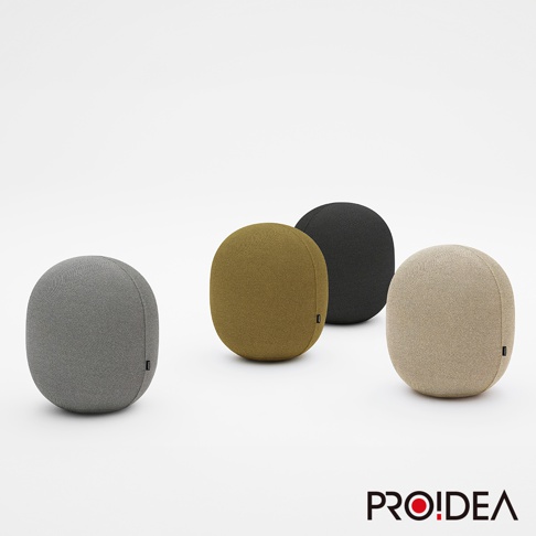 MALLOW Knit 收納彈力平衡球，織物材質，標準款。三個圓潤的平衡球，分別為灰色、橄欖綠色和米色，置於白色背景上。