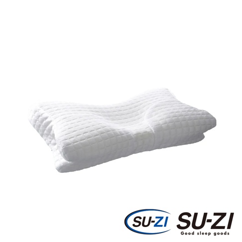 白色 AS 快眠止鼾枕專用涼感枕套，表面有菱格紋縫線，枕套為波浪造型，中央凹陷，兩側隆起，材質觸感柔軟。