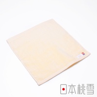 今治超長棉方巾，淺黃色，材質為柔軟吸水的棉，帶有細緻的紋理，右下角有品牌標誌。