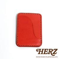 HERZ 職人手作皮革名片收納夾，紅色，手工縫線，簡約設計。