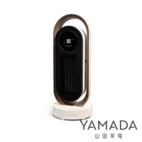 YAMADA 銀粒子抑菌智慧溫控陶瓷電暖器，機身白色，上方有弧形提把，正面有數位顯示螢幕。