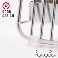銀色不鏽鋼材質的筷籠，帶有透明固定件，左上角有「GOOD DESIGN」標誌。