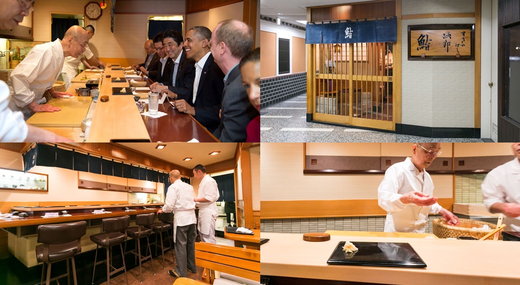 壽司之神米醋 (300ml) 產品包裝，展示了壽司店的內部裝潢、廚師準備壽司的場景，以及顧客用餐的畫面。