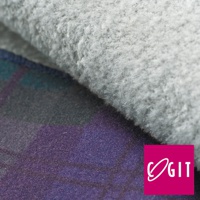 吸水速乾便攜傘套 (短款) 的材質特寫，顯示了其內層為淺灰色絨毛，外層為帶有藍綠色和紫色格紋的織物。