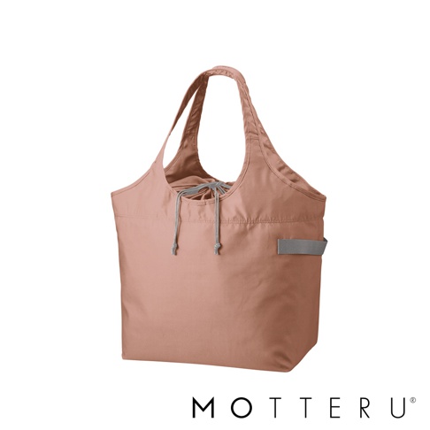 粉色大容量束口摺疊保冷可立托特袋，採用耐用材質製成，配有灰色束繩和側邊提帶，設計簡潔實用。