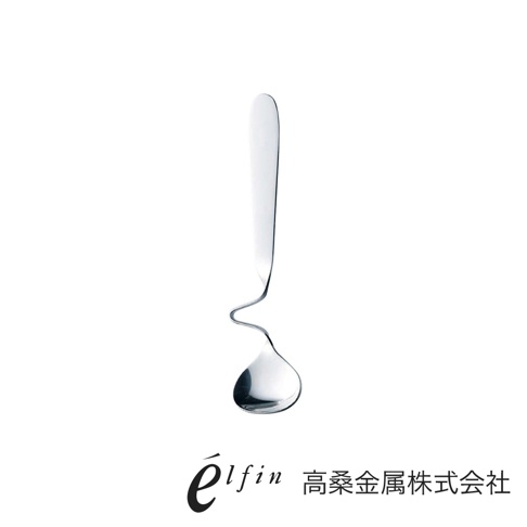 日製不鏽鋼可掛式蜂蜜醬料匙，銀色，湯匙部分呈水滴狀，帶有優雅的曲線設計，可掛於罐口。