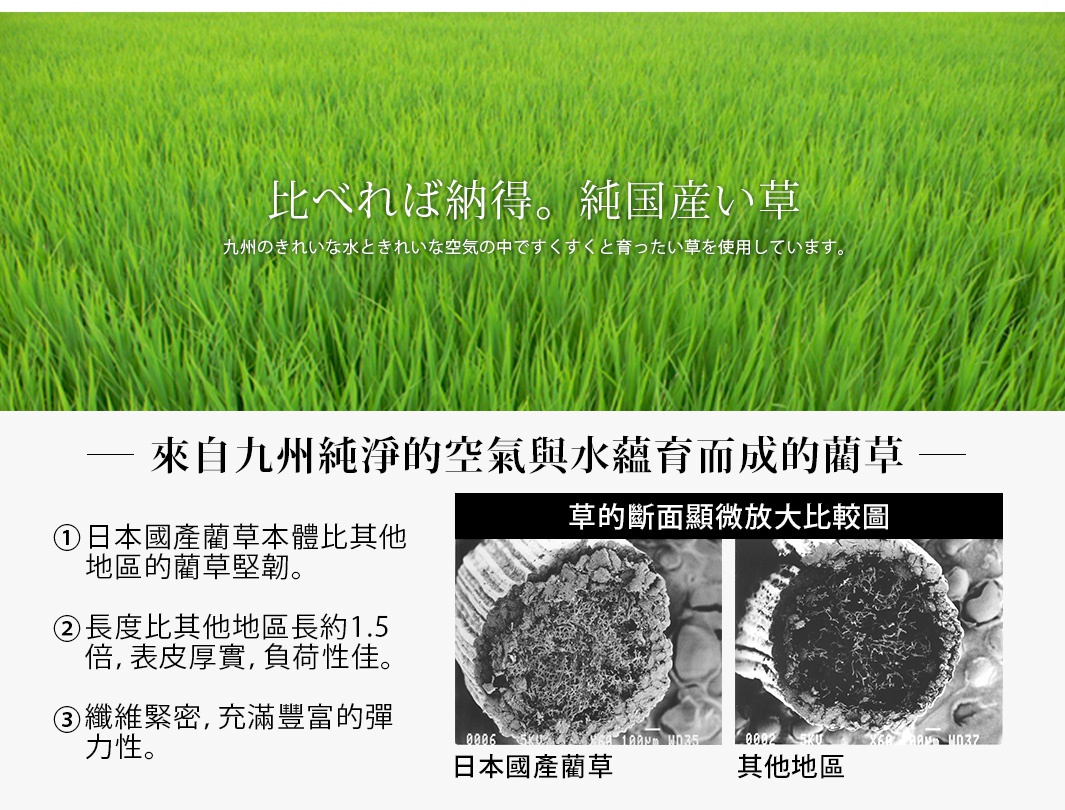 天然 Mile 藺草紋織圓型坐墊，採用日本國產藺草編織而成，質地堅韌、纖維緊密，富有彈性。
