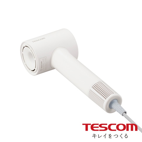 TD760 專業負離子吹風機，雲朵白，TESCOM 品牌標誌。
