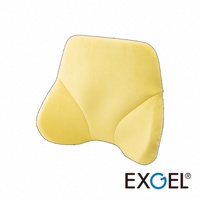 黃色貓頭鷹進階款背墊，材質觸感柔軟，具有支撐腰部的弧形設計。