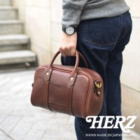 HERZ 職人手作皮革兩用迷你波士頓包，採用Stare牛皮革，手提或肩背，MADE IN JAPAN Since1973