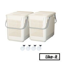 雙層輕鬆組附輪洗衣置物籃-L款 2入組