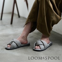 交叉編織鬆餅紋室內拖鞋-L