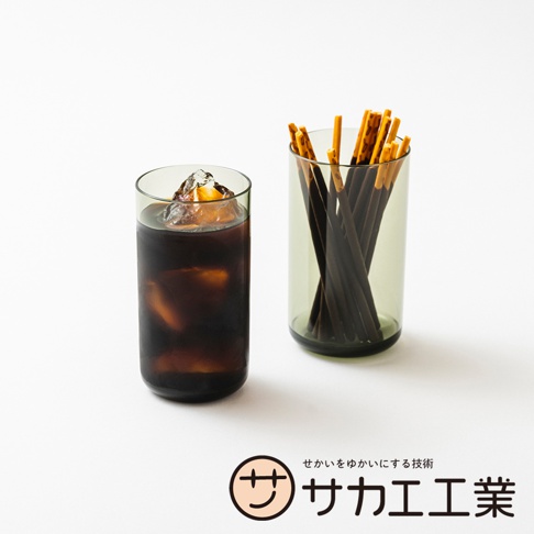 SAKAE UENOSUKE SHITANOSUKE 二合一可蓋水杯-L 冰咖啡和巧克力餅乾棒