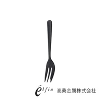 一支日製熔岩黑石紋水果甜點叉，採用金屬材質，設計簡約，適合搭配各種甜點。