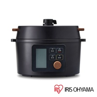 黑色電子壓力鍋 KPC-MA3，具有木紋把手和觸控面板，面板上有數位螢幕及「預約」、「保溫」、「返回」、「確認」等按鈕。