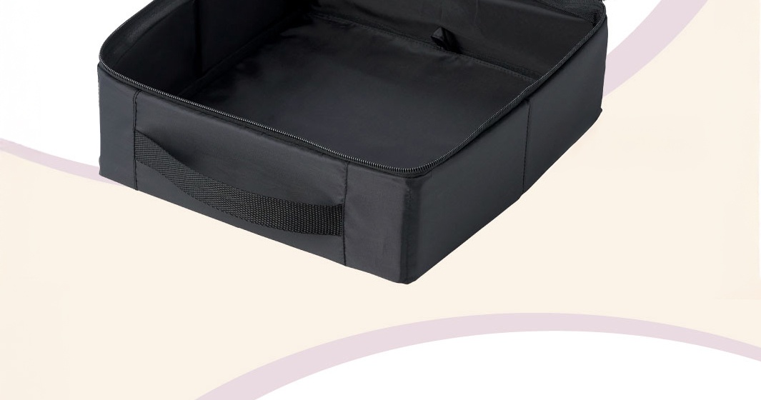 COGIT 汽車椅縫專用多功能收納盒，黑色，帶有提把，側面有網狀設計，內部空間為黑色內襯。