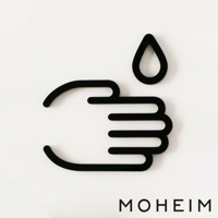 黑色簡約洗手標示牌，由線條構成，描繪一隻手與一滴水滴，適合用於廁所或公共場所。