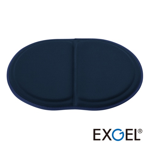 深藍色MINI PUNI Plus坐墊，橢圓形設計，表面有兩條縫線分隔，邊緣有深藍色滾邊。