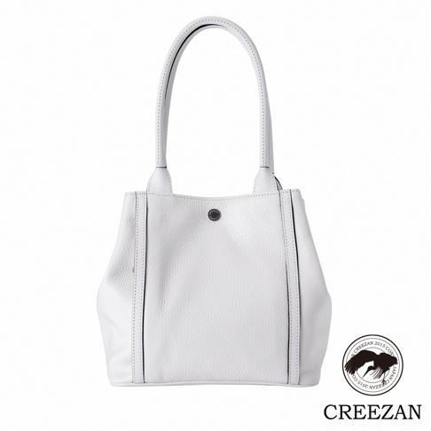 JETTER 方形托特包 CJTE-026，白色皮革材質，簡約方形設計，配有雙提把和品牌金屬標誌。