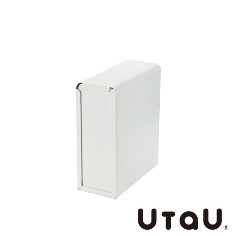 白色金屬抽屜式收納櫃，頂部和側面有圓潤的邊緣設計，簡潔現代。