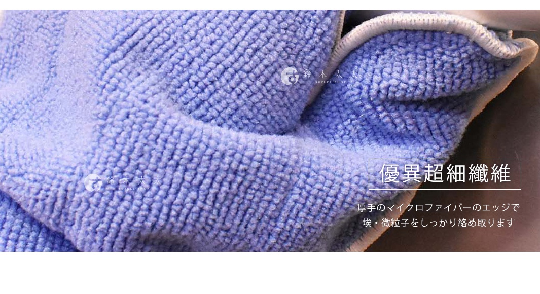 藍色超細纖維清潔手套，紋理細緻，邊緣有白色滾邊，材質柔軟。