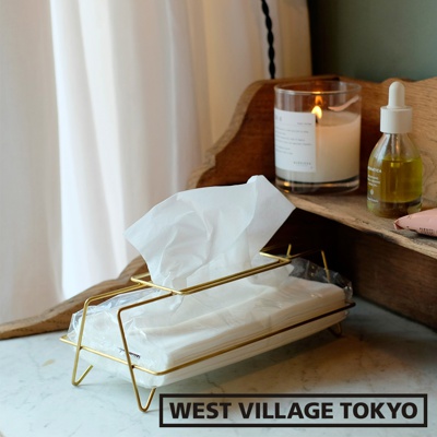 WEST VILLAGE TOKYO 黃銅金屬質感收納面紙盒