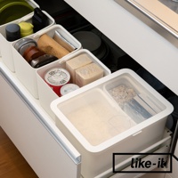like-it 居家萬用分隔收納盒，內含多個白色收納格，整齊擺放罐頭、紙巾、乾貨食材，展現廚房收納的條理。