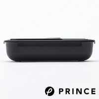 黑色塑膠材質的磨泥切片兩用盒，設計簡潔，帶有銀色卡扣，側面有圓潤的邊緣。