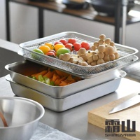 304不鏽鋼瀝水網籃+托盤3件組