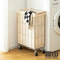 窄型移動式不鏽鋼折疊洗衣籃 36L (附布套)