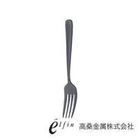 日製熔岩黑石餐叉，金屬材質，四齒，黑色，簡約設計。