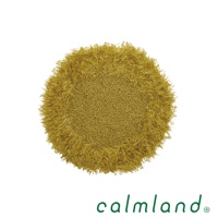 圓形黃色植物盆栽墊，表面為細緻編織紋理，邊緣有流蘇設計，材質為毛絨。