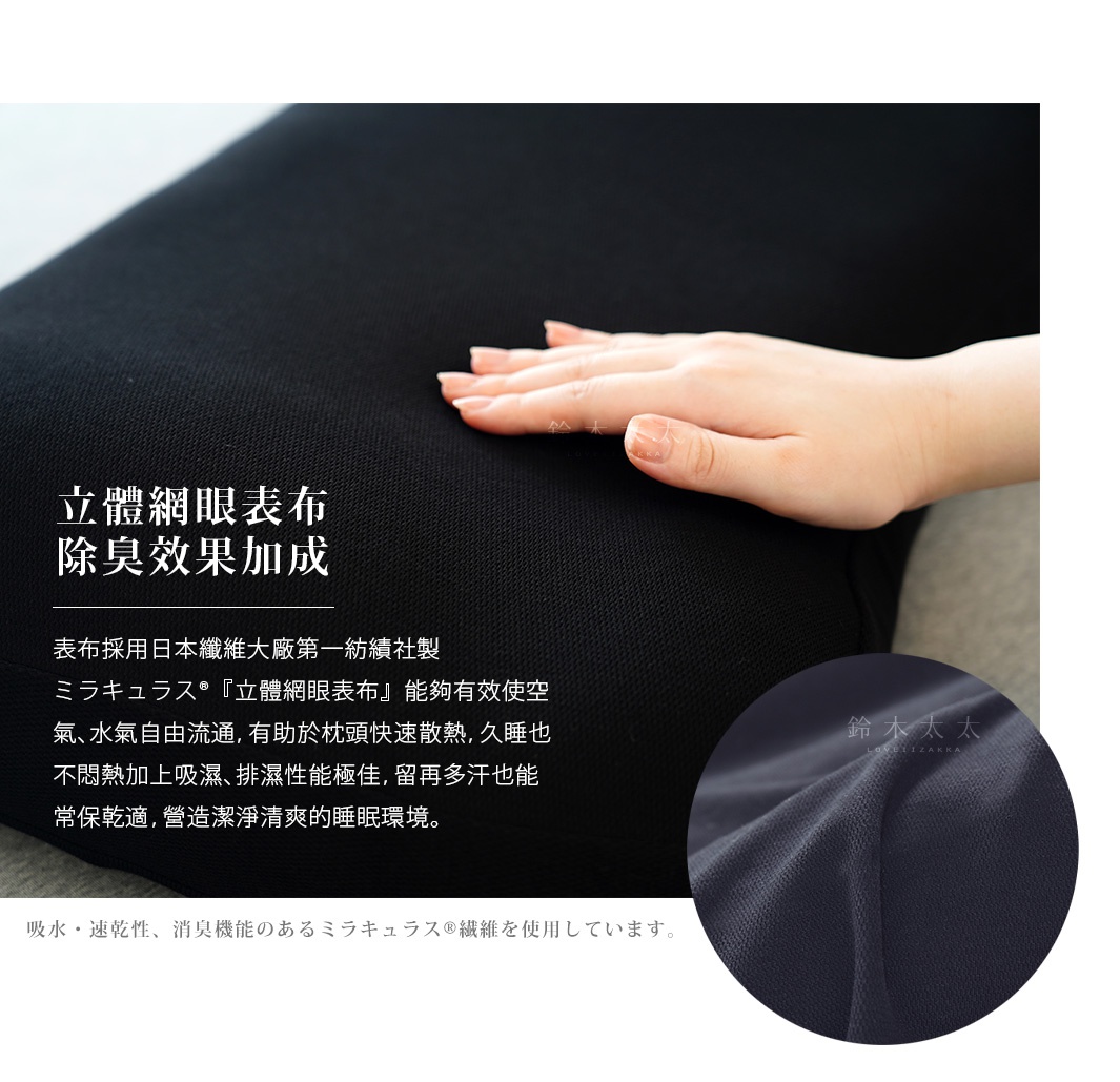 黑色立體網眼枕套，觸感柔軟，質料透氣，適合男性使用的專屬枕套。