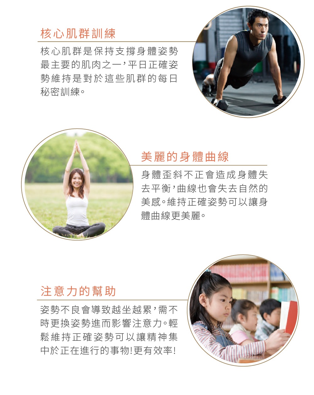 Standard II 美姿調整椅 II 輕便款，有白色與黑色兩款，此圖顯示兩位女性與一位男性使用產品的示意圖。
