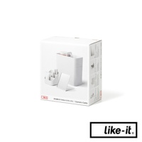 白色手提式雙層化妝品收納箱，配有化妝刷收納盒及化妝鏡，收納箱上部有粉色提把，整體為簡約設計。