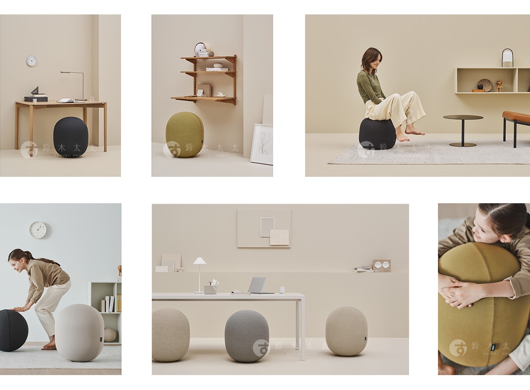 MALLOW Knit 收納彈力平衡球-迷你款，採用針織材質，提供黑色、黃綠色兩種選擇，圓潤的造型可用於收納或作為座椅。