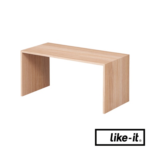 簡約雙層木紋整理架，淺木色，U型設計，可收納各式物品。