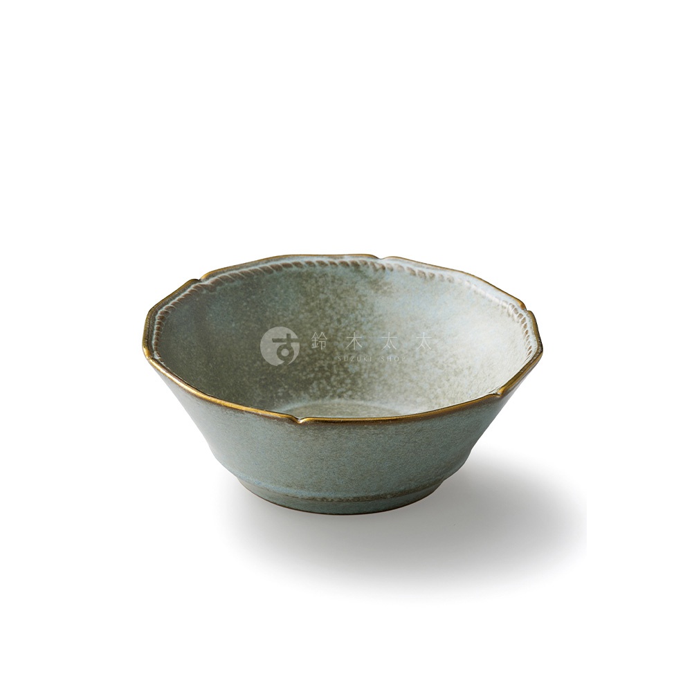 Stitch 美濃燒金彩浮雕復古湯碗，礦物感釉藥搭配沉穩金彩，呈現低調古典風格，盤緣有縫線浮雕設計。