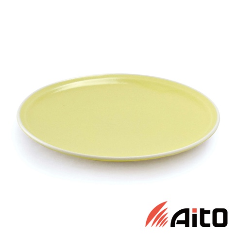 Ciel 美濃燒淺黃色簡約素雅釉彩配菜盤，圓形設計，邊緣帶有白色細邊，材質為陶瓷。