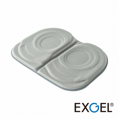 THE OWL HighestCompact 貓頭鷹進階款隨身坐墊，灰色，兩側有圓形紋路設計，材質為柔軟的減壓材質，邊緣有灰色滾邊。