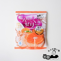 溫州蜜柑風味雪國蒟蒻果凍，含27.0%果汁，每包含6塊。