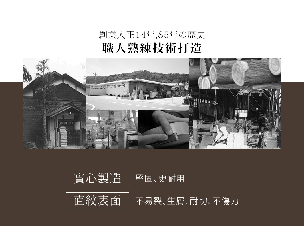 可立式圓形砧板-35cm，採用木頭材質，展示傳統工藝製作過程，包括木材切割、打磨與成品。