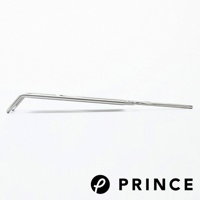 銀色金屬製成的雙刃切片器，呈細長條狀，一端有彎曲設計，另一端較細，用於切片。