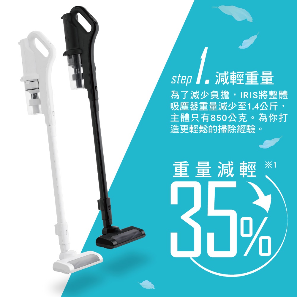 兩台充電吸塵器 SCD-185P，一台為白色，一台為黑色，皆為直立式設計，配有可拆卸集塵筒和吸頭。