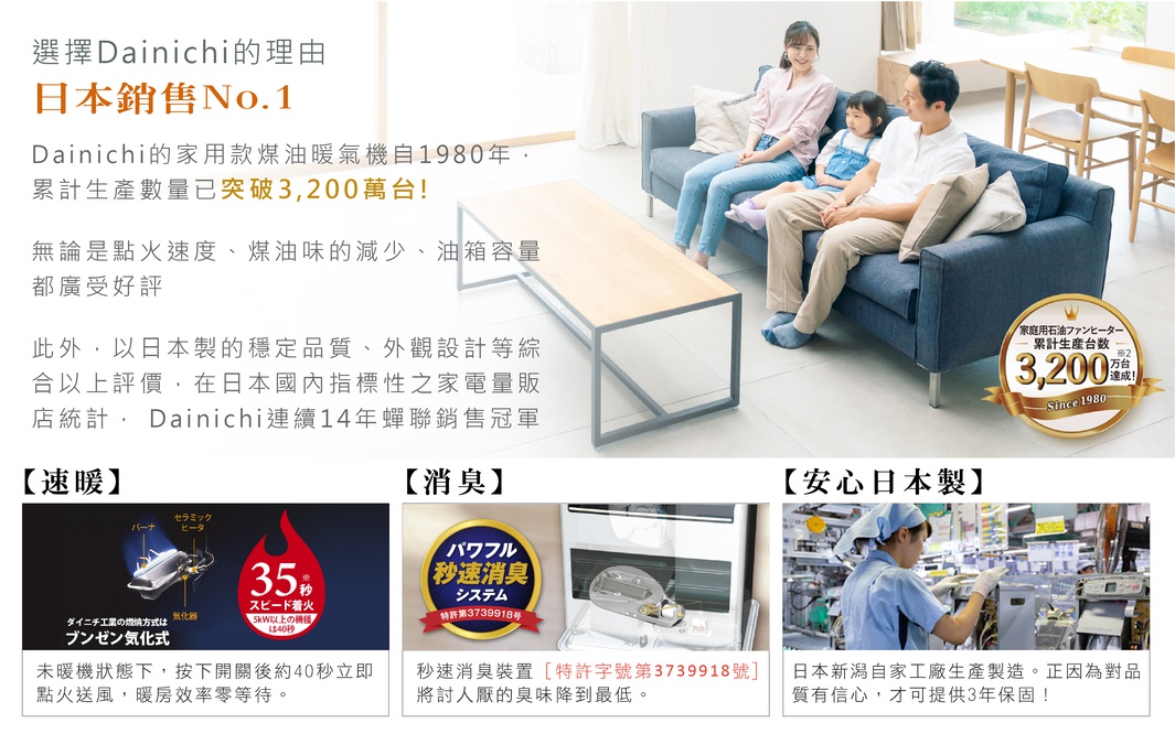 Dainichi電子式煤油暖氣機，羽月白色，適用10-20坪，機身設計簡潔，適合居家空間。